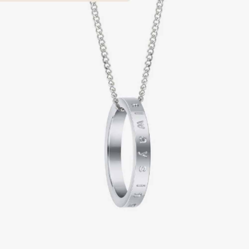 Mantra Necklace Silver Color Posey Ring “enjoy the journey “Necklace